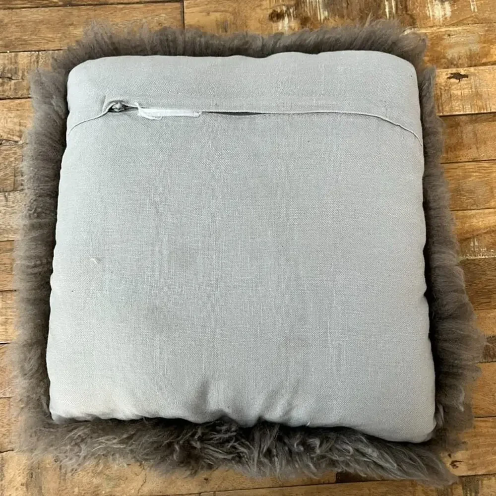 Luxury Gray Tibetan Lamb Fur Throw Pillow 11